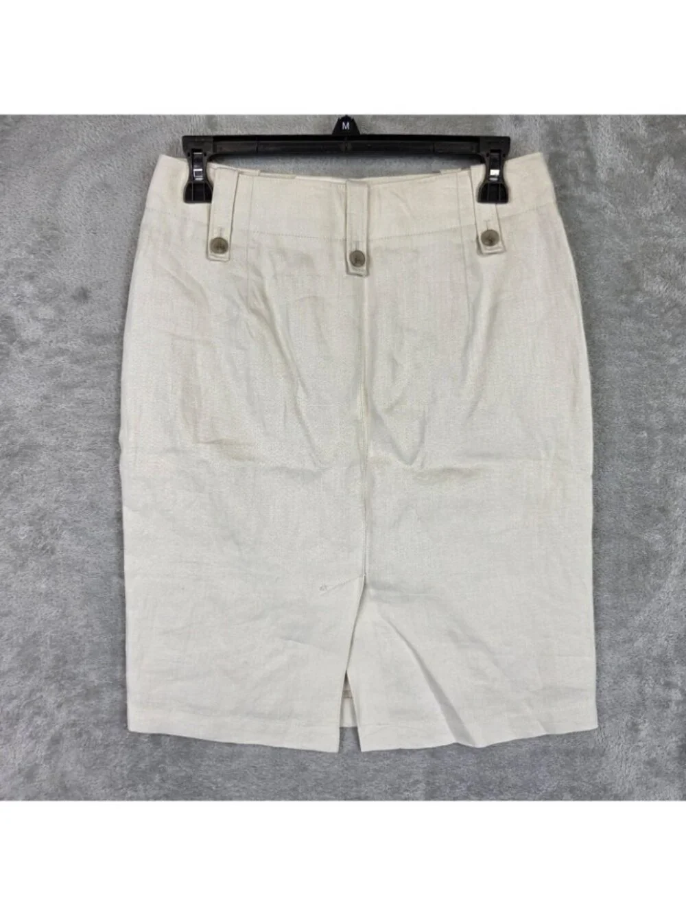 J Crew Skirt Womens 0 Cream Linen Pencil Knee Length Pockets Lined Zip Office - Picture 2 of 10